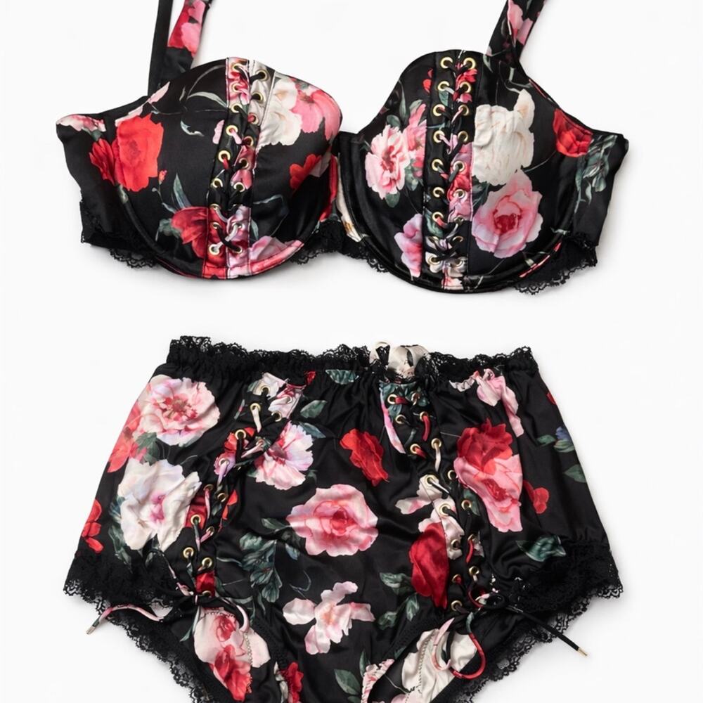 Victoria’s Secret Atelier Silk Lace Corset Set 36DDD + M NWT Luxury Collection